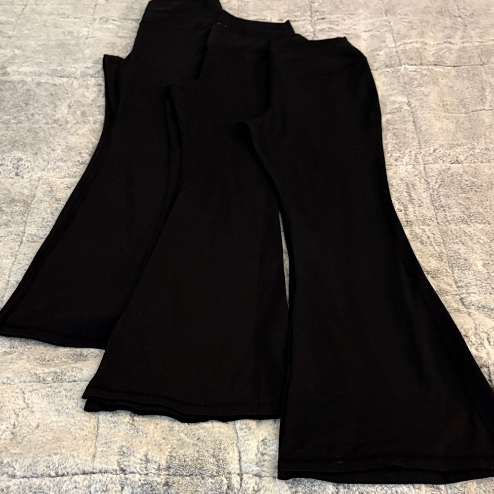 Lot of 3 Yogalicious Stretch Black Flared Crisscross Waist Yoga Pants - L - Picture 2 of 11